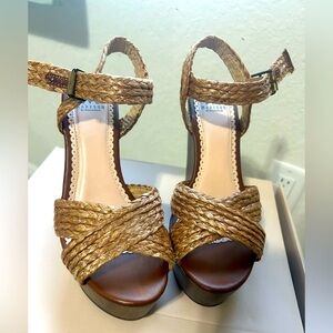 Madison Shoe Dazzle brown/Tan Woven Women's Sandals